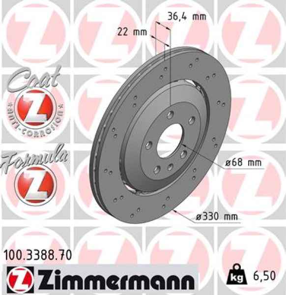 Zimmermann Bremsscheibe Formula Z für AUDI A4 Avant (8K5, B8) hinten