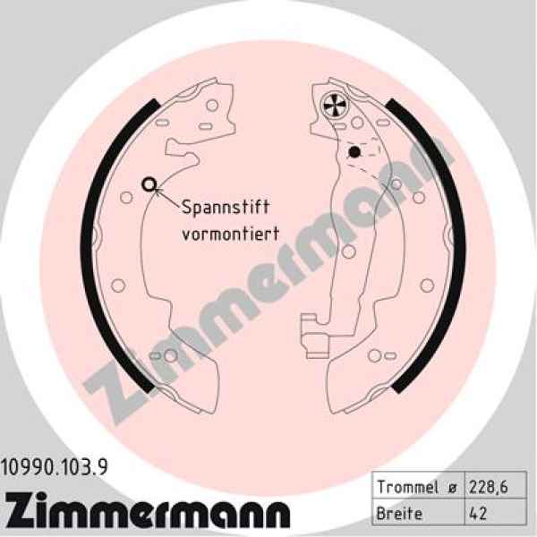 Zimmermann Brake Shoe Set for SUZUKI SAMURAI Geländewagen geschlossen (SJ_) rear