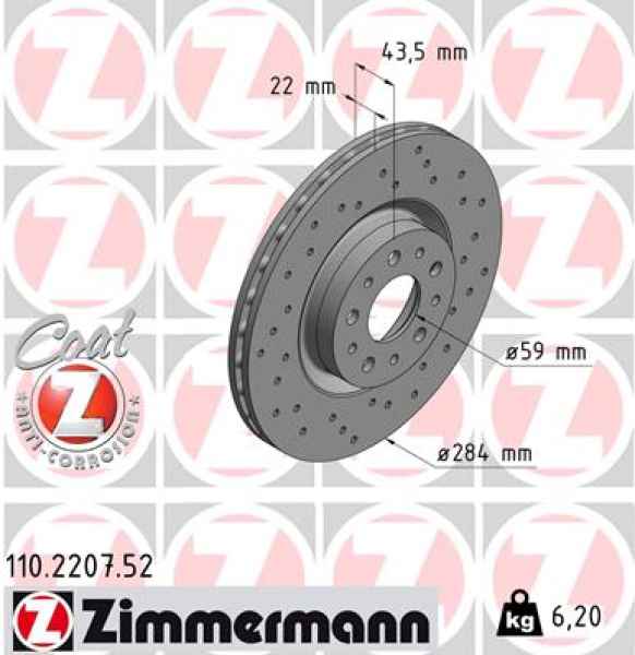 Zimmermann Sport Brake Disc for OPEL COMBO Kasten/Kombi (X12) front