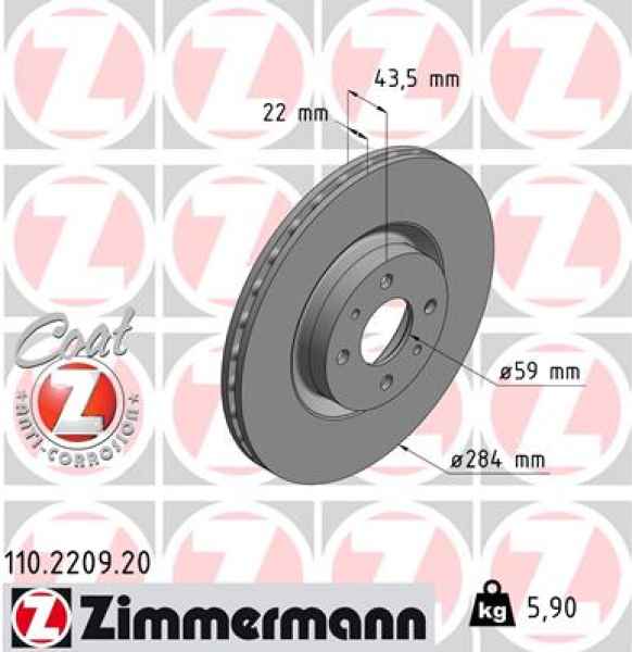 Zimmermann Brake Disc for LANCIA MUSA (350_) front