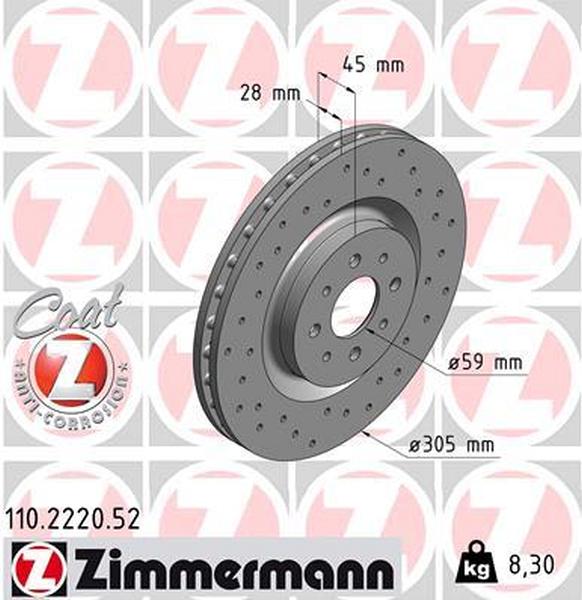 Zimmermann Sport Brake Disc for ALFA ROMEO MITO (955_) front