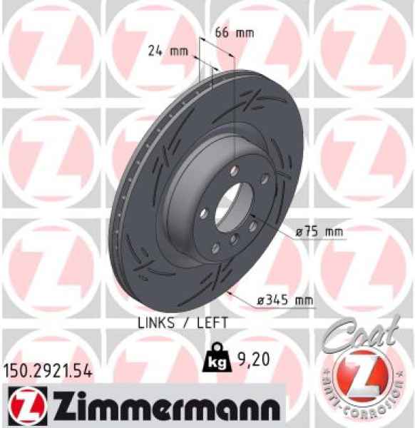 Zimmermann Sportbremsscheibe Black Z für BMW 2 Coupe (F22, F87) hinten links