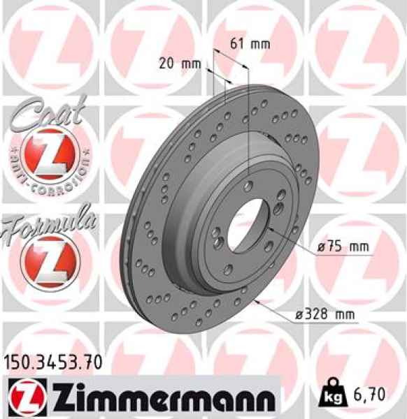 Zimmermann Brake Disc for BMW Z4 Coupe (E86) rear left