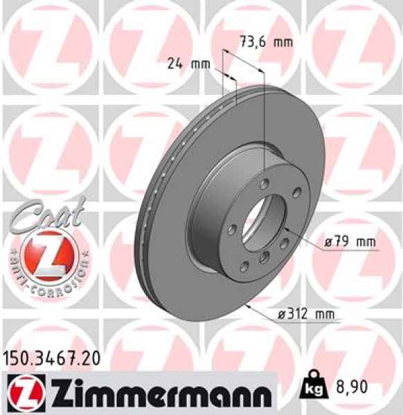 Zimmermann Brake Disc for BMW 2 Cabriolet (F23) front
