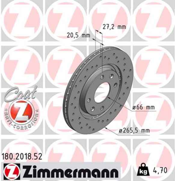 Zimmermann Sport Brake Disc for PEUGEOT 405 I Break (15E) front