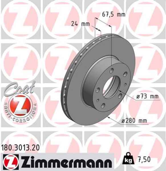 Zimmermann Brake Disc for PEUGEOT BOXER Pritsche/Fahrgestell (ZCT_) front