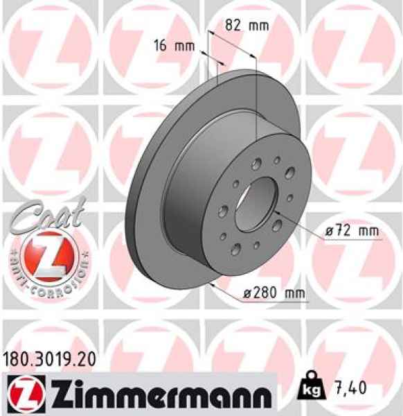 Zimmermann Brake Disc for FIAT DUCATO Pritsche/Fahrgestell (244_) rear