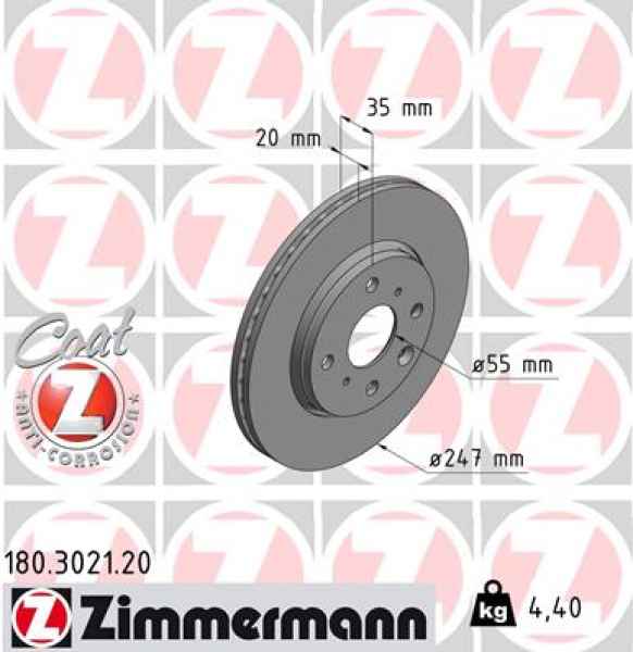 Zimmermann Brake Disc for PEUGEOT 107 front