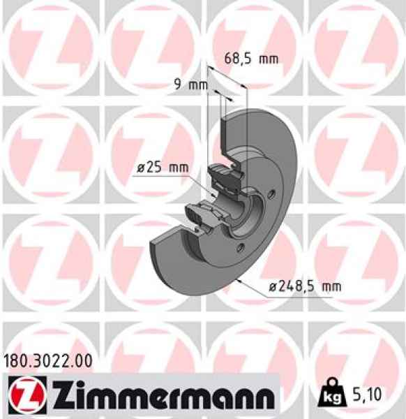 Zimmermann Brake Disc for PEUGEOT 307 CC (3B) rear