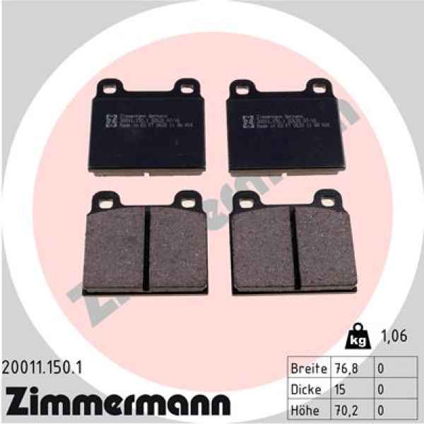 Zimmermann Brake pads for MERCEDES-BENZ /8 (W115) front