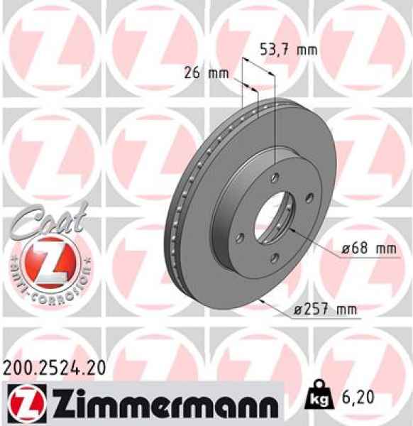 Zimmermann Bremsscheibe für NISSAN NV200 Kasten/Kombi vorne