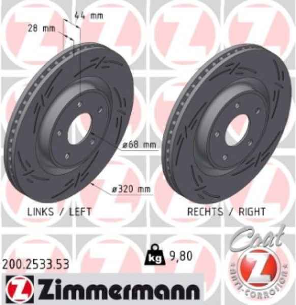 Zimmermann Sportbremsscheibe Black Z für NISSAN X-TRAIL III (T32_, T32R, T32RR) vorne