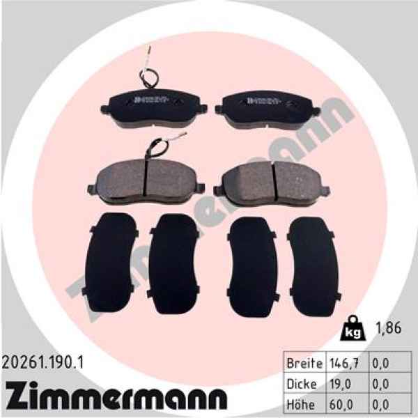Zimmermann Brake pads for CITROËN JUMPY Pritsche/Fahrgestell (BU_, BV_, BW_, BX_) front
