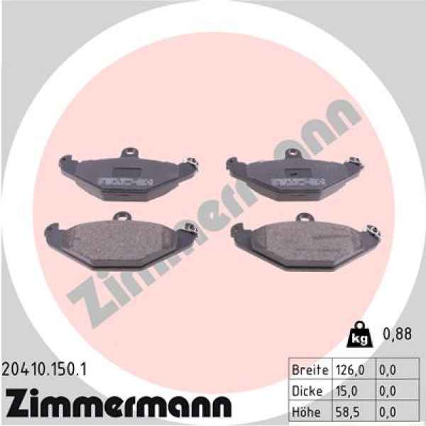 Zimmermann Brake pads for RENAULT LAGUNA I (B56_, 556_) rear