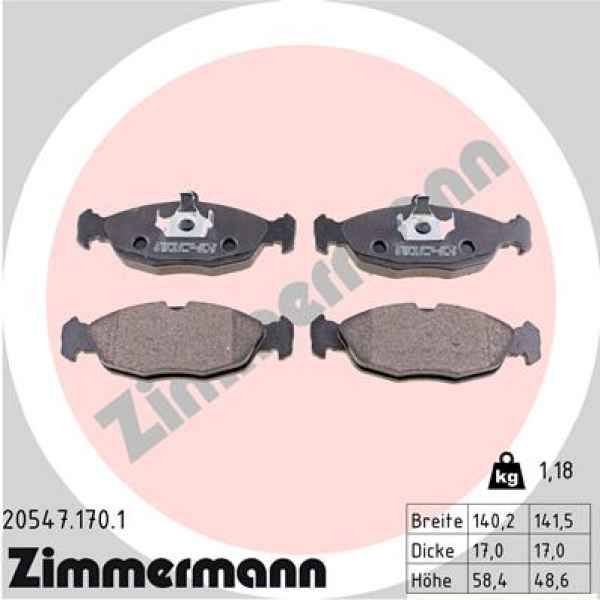 Zimmermann Brake pads for OPEL ASTRA F (T92) front