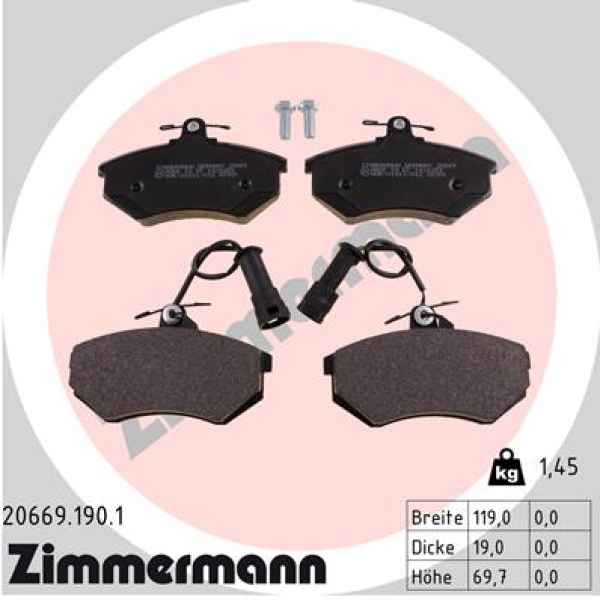 Zimmermann Brake pads for AUDI CABRIOLET (8G7, B4) front