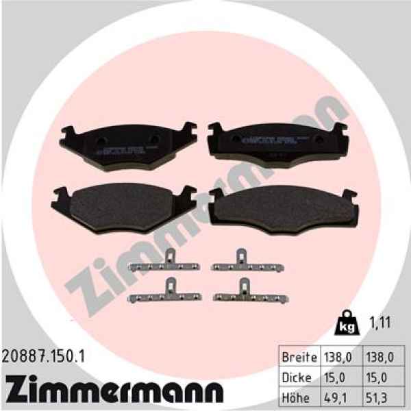 Zimmermann Brake pads for VW POLO Coupe (86C, 80) front