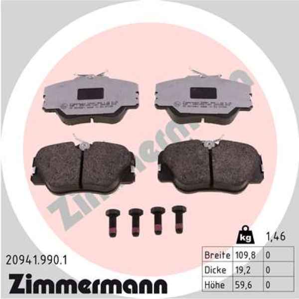 Zimmermann rd:z Brake pads for MERCEDES-BENZ E-KLASSE Coupe (C124) front