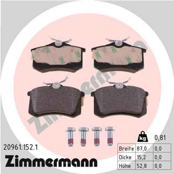 Zimmermann Brake pads for PEUGEOT 405 I (15B) rear
