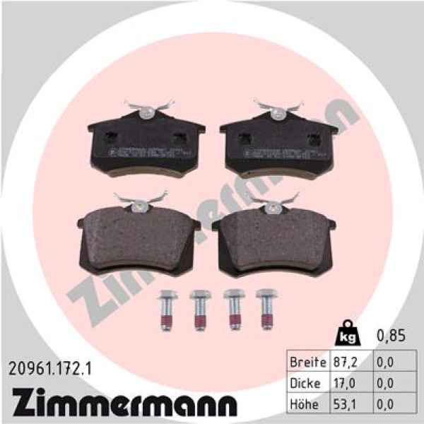 Zimmermann Brake pads for PEUGEOT 807 (E) rear