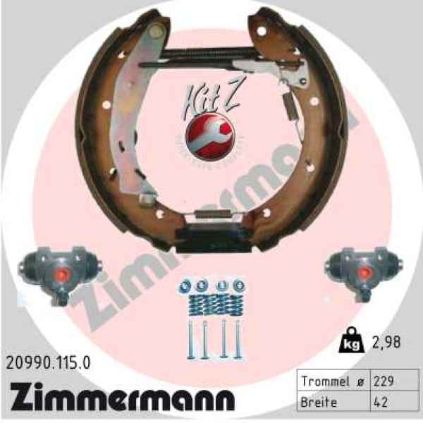 Zimmermann Brake Shoe Kit for PEUGEOT PARTNER Combispace (5F) rear