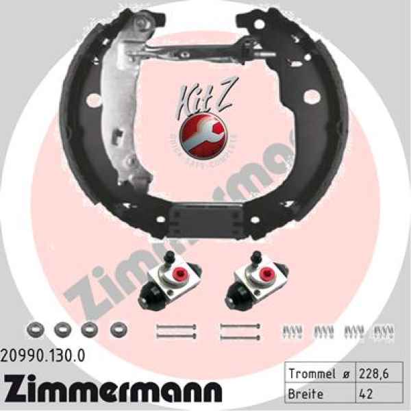Zimmermann Brake Shoe Kit for CITROËN DS3 Cabriolet rear