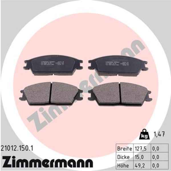 Zimmermann Brake pads for HYUNDAI PONY / EXCEL Stufenheck (X-2) front