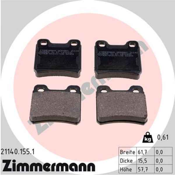 Zimmermann Brake pads for OPEL ASTRA F CC (T92) rear