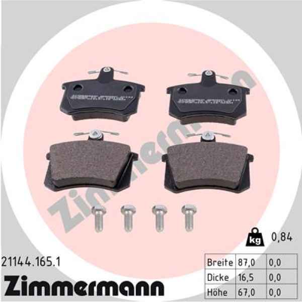 Zimmermann Brake pads for AUDI 80 (8C2, B4) rear