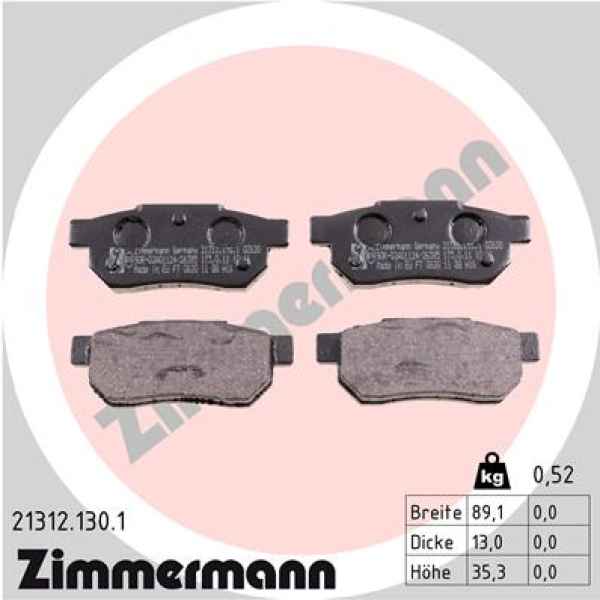Zimmermann Brake pads for HONDA CIVIC VI Fastback (MA, MB) rear