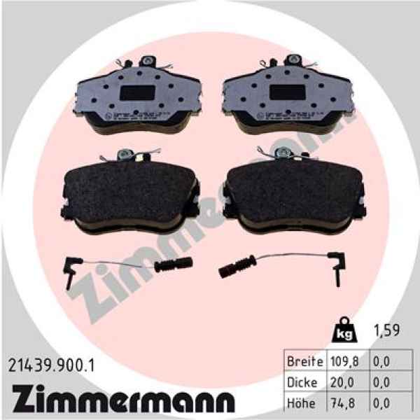 Zimmermann rd:z Brake pads for MERCEDES-BENZ C-KLASSE (W202) front