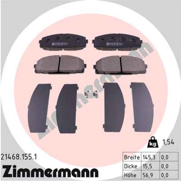 Zimmermann Brake pads for TOYOTA HIACE IV Bus (_H1_, _H2_) front