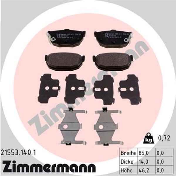 Zimmermann Brake pads for NISSAN PRAIRIE PRO (M11) rear