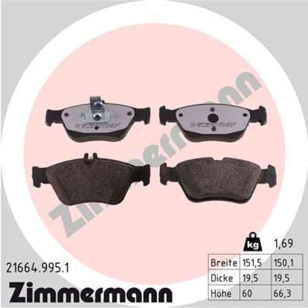 Zimmermann rd:z Brake pads for MERCEDES-BENZ CLK Cabriolet (A208) front