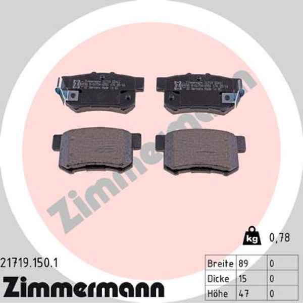 Zimmermann Brake pads for HONDA PRELUDE V (BB_) rear