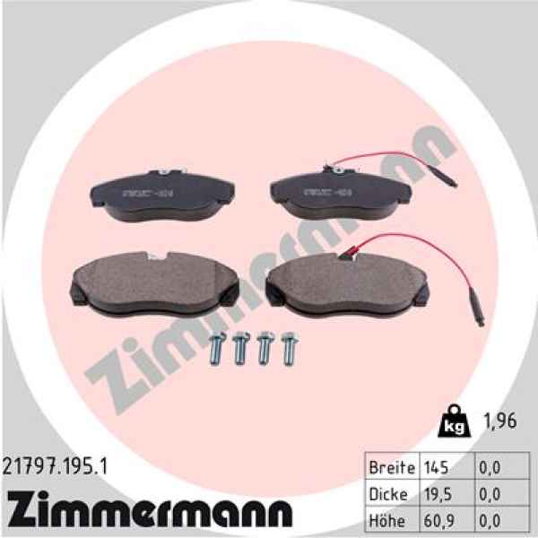 Zimmermann Bremsbeläge für PEUGEOT BOXER Kasten (230L) vorne