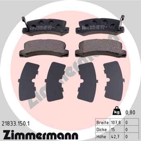 Zimmermann Brake pads for TOYOTA COROLLA Liftback (_E11_) rear