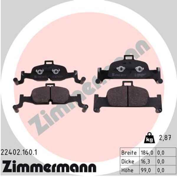 Zimmermann Bremsbeläge für AUDI A4 Allroad (8WH, B9) vorne