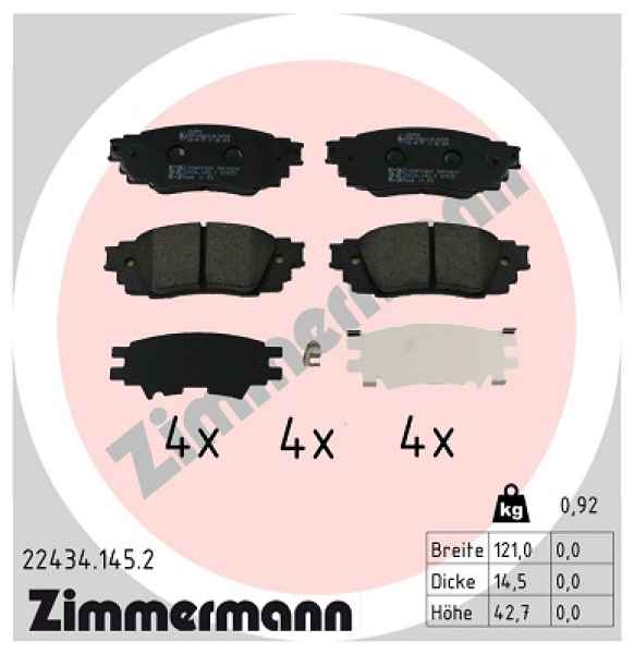 Zimmermann Bremsbeläge für TOYOTA RAV 4 V VAN (_A5_, _H5_) hinten