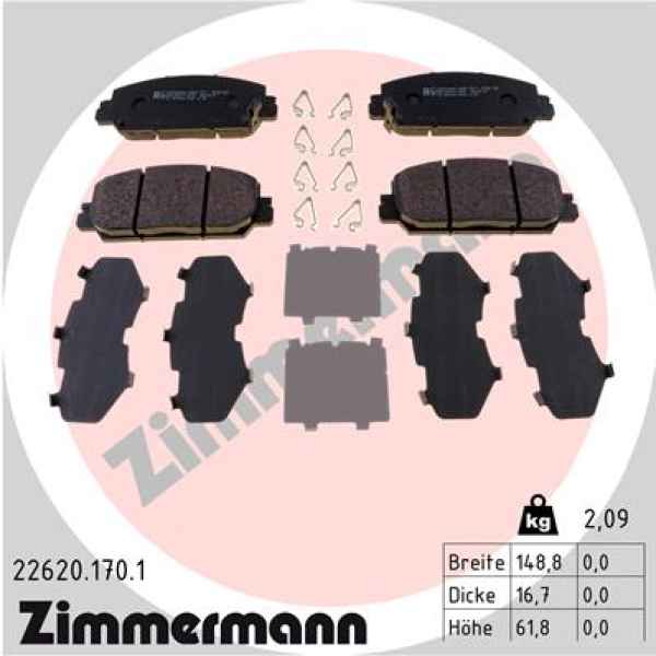 Zimmermann Bremsbeläge für HONDA CR-V V (RW_, RT_) vorne