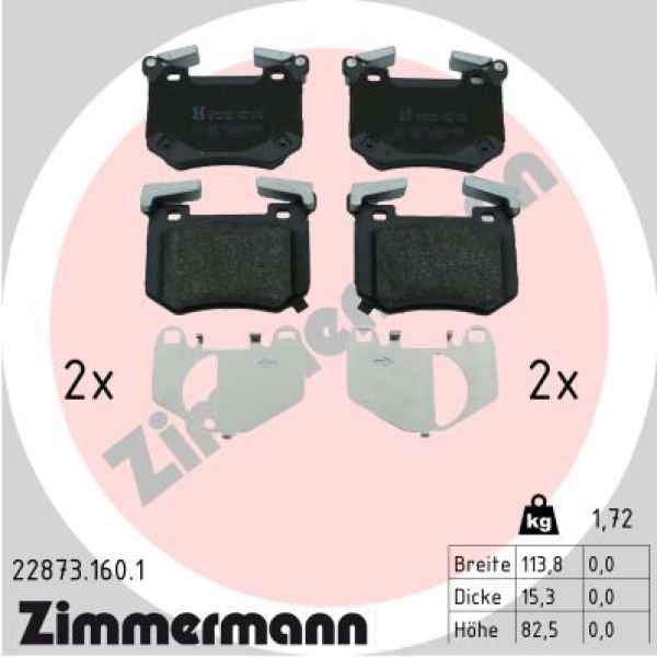 Zimmermann Bremsbeläge für KIA STINGER Hatchback Van (CK) hinten