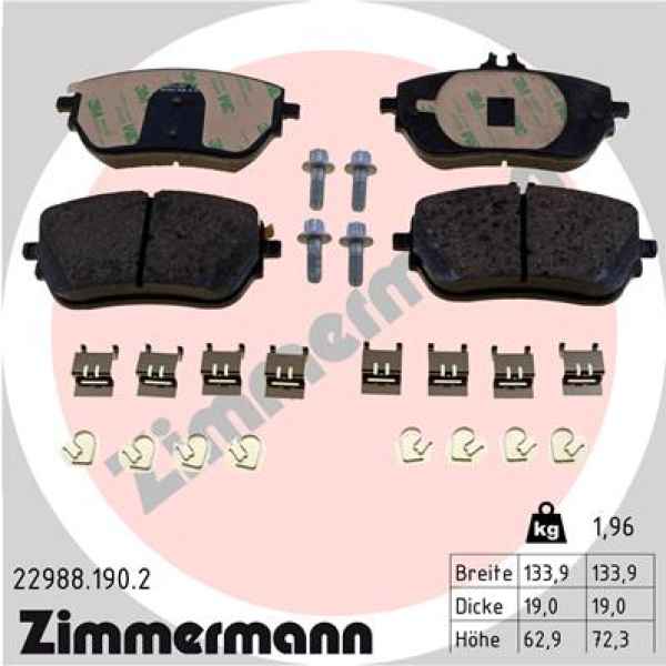 Zimmermann Brake pads for MERCEDES-BENZ A-KLASSE (W177) front