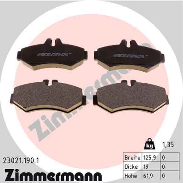 Zimmermann Brake pads for VW LT 28-46 II Pritsche/Fahrgestell (2DC, 2DF, 2DG, 2DL, 2DM) rear
