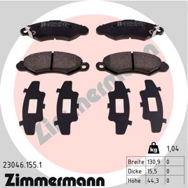 Zimmermann Brake pads for SUZUKI SWIFT Cabriolet (SF413) front
