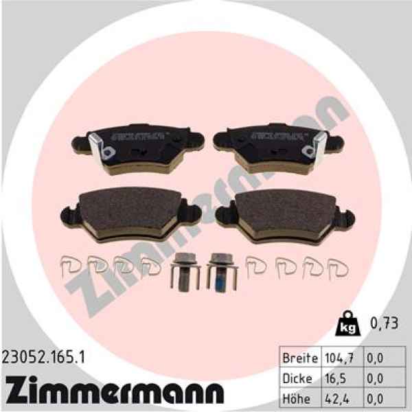 Zimmermann Brake pads for OPEL ASTRA G Coupe (T98) rear