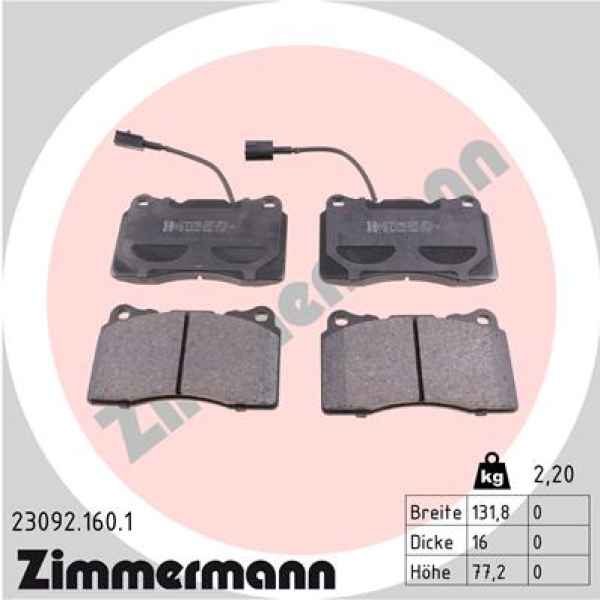 Zimmermann Brake pads for ALFA ROMEO 159 (939_) front