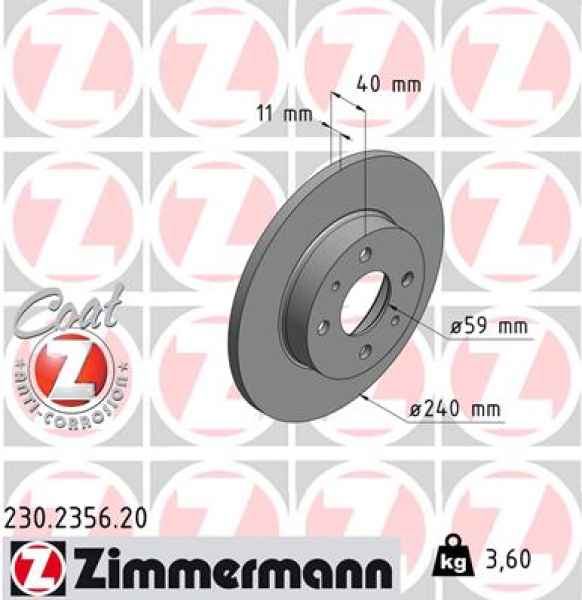 Zimmermann Brake Disc for ALFA ROMEO 146 (930_) rear