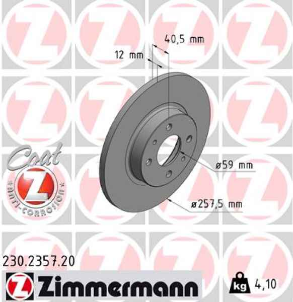 Zimmermann Brake Disc for FIAT PUNTO Van (176_) front