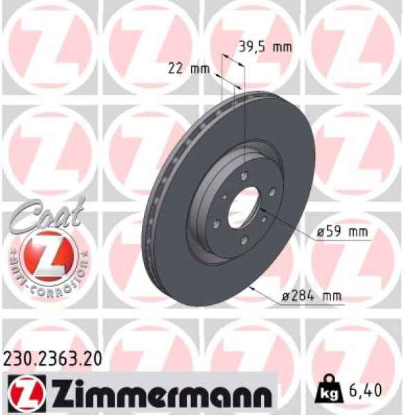 Zimmermann Brake Disc for FIAT TIPO (160_) front