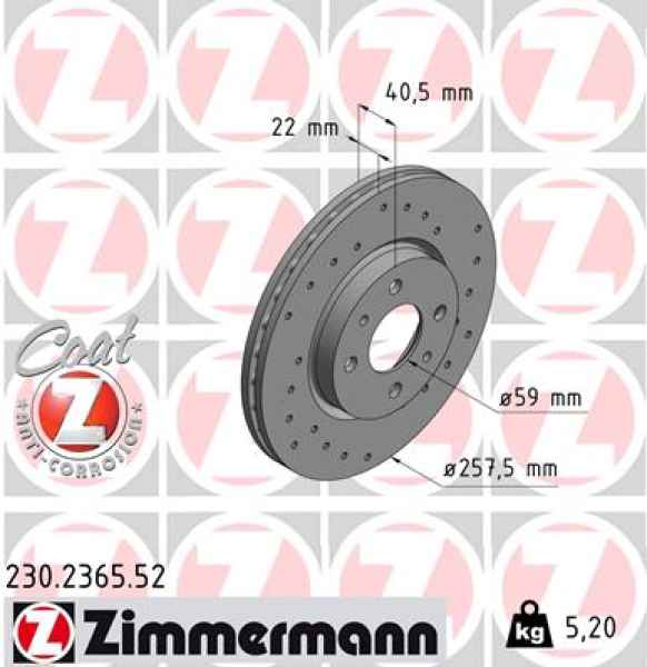 Zimmermann Sport Brake Disc for FIAT FIORINO Kasten/Kombi (225_) front